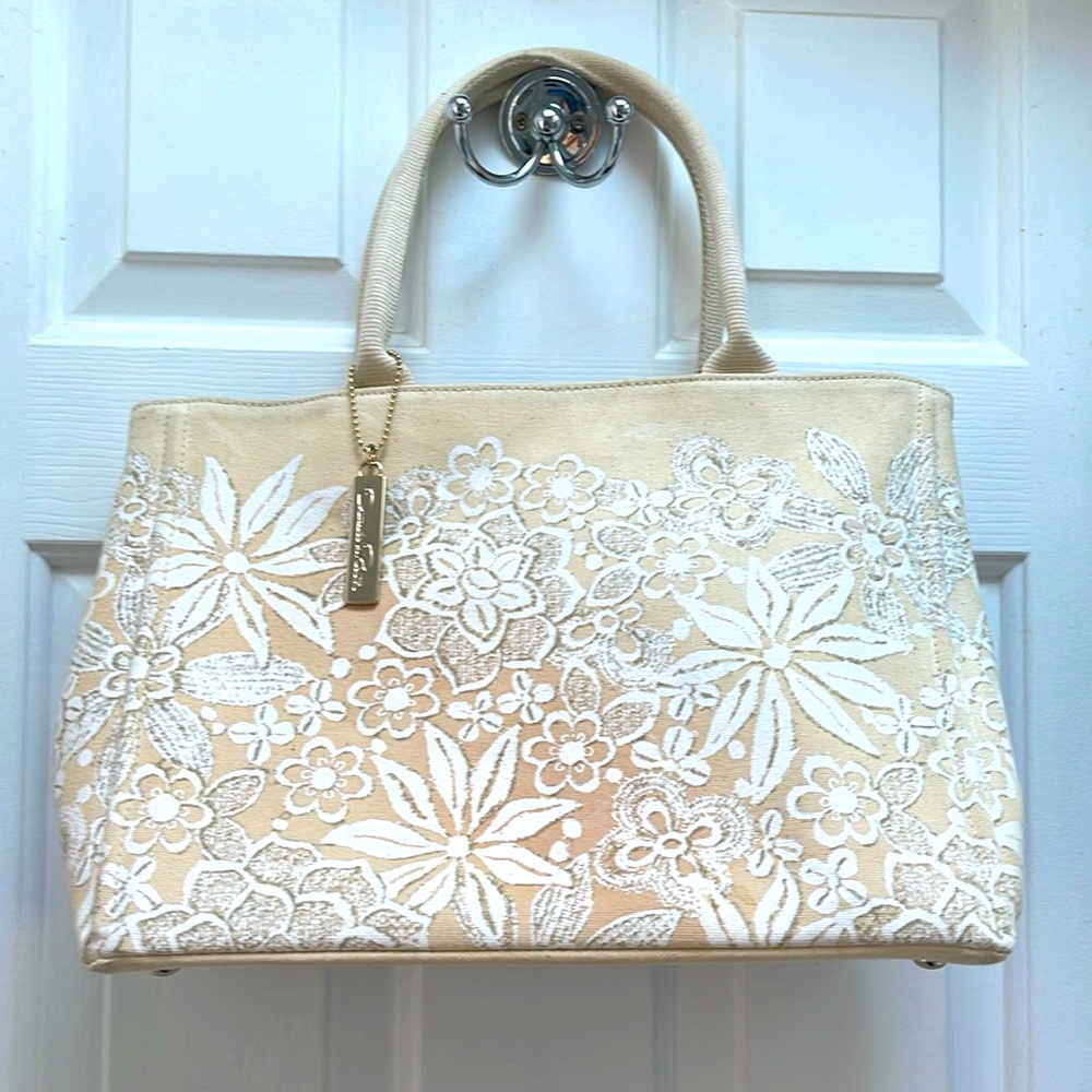 OSCAR DE LA RENTA for Neiman Marcus and Target Coated Canvas Natural Tote Bag